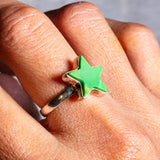 Green Mohave turquoise star 925 s7.75 ring