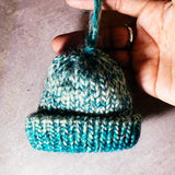 Handmade knitted beanie ornament