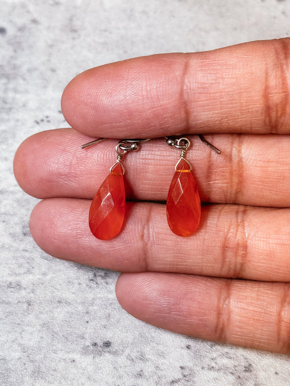 Carnelian 925 faceted drop dangles