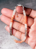 Multi moonstone disks heishi 925 bracelet
