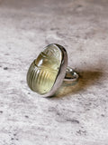 Libyan desert glass scarab 925 adjustable ring