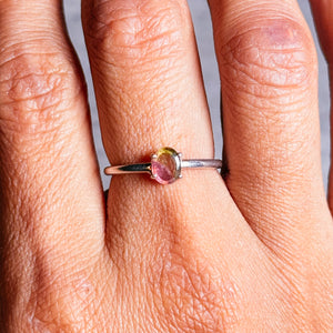 Watermelon Tourmaline 925 sz7 ring