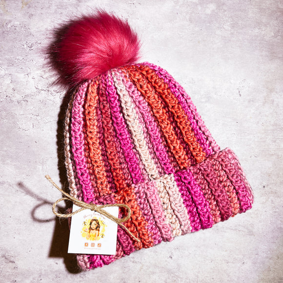 Stella crotchet Pom Pom beanie