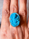Sleeping beauty turquoise Ganesha 925 adjustable ring