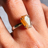 Peach sunstone coffin 925 sz8 ring