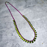 Peridot briolette & pink sapphire faceted rondel 925 necklace