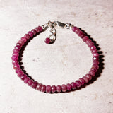 Faceted Star Ruby 925 bracelet