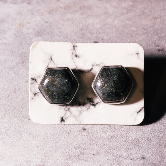 Pyrite in agate 925 studs