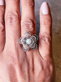 Pearl flower 925 ring sz7.5