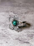 Malachite flower 925 ring sz6.5