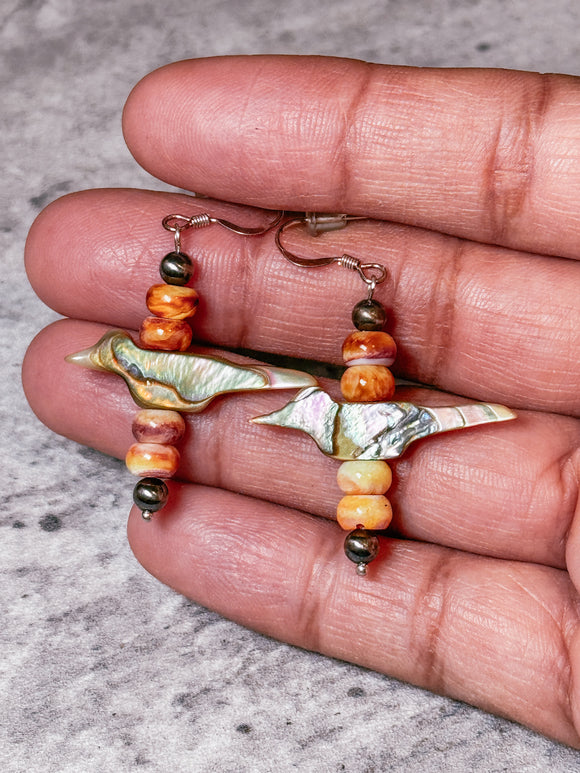 Spiny oyster mother of pearl bird 925 dangles