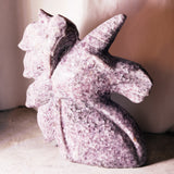 Lepidolite unicorn carving