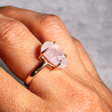 Rough morganite 925 sz9 rose gold ring