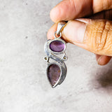 Amethyst, citrine & cacoxenite 925 pendant