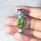 Green Mojave & blue turquoise 925 pendant