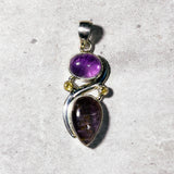 Amethyst, citrine & cacoxenite 925 pendant