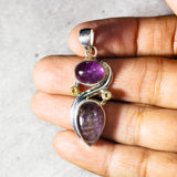 Amethyst, citrine & cacoxenite 925 pendant