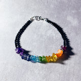 AAA black spinel 7 chakra chip 925 bracelet