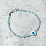 Amazonite evil eye heart 925 bracelet