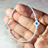 Aquamarine evil eye clover 925 bracelet