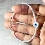 Aquamarine evil eye heart 925 bracelet