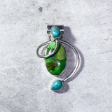 Green Mojave & blue turquoise 925 pendant