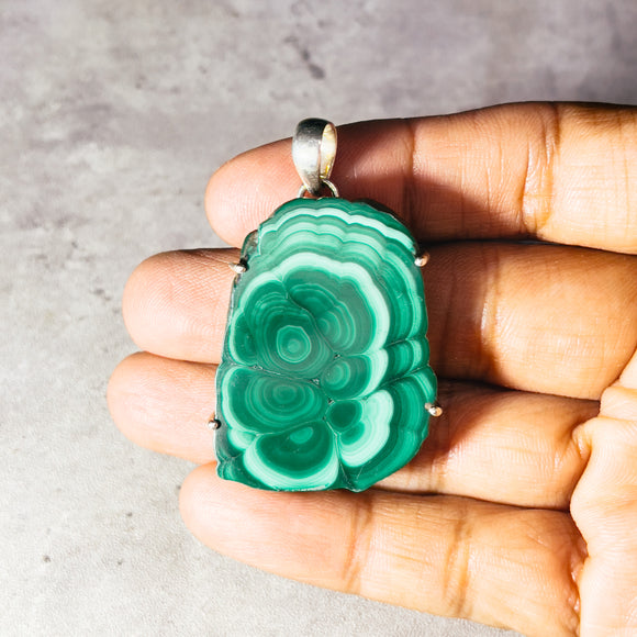 Malachite slab 925 pendant