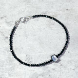 AAA black spinel MOP cat 925 bracelet