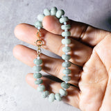 Burmese jade aquamarine gold filled bracelet