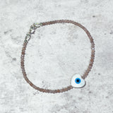 Moonstone evil eye heart 925 bracelet