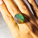 Hand carved fluorite sz9.25 925 ring