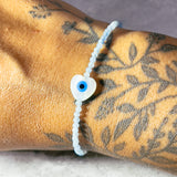 Aquamarine evil eye heart 925 bracelet