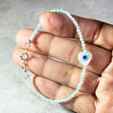 Amazonite evil eye heart 925 bracelet