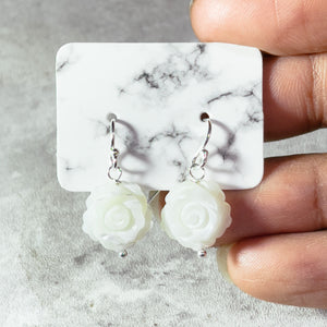 Mother of pearl rose 925 earrings