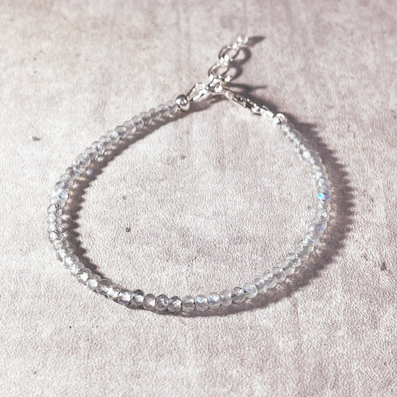 Faceted labradorite rondelle 925 bracelet