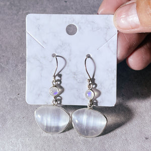 Selenite moonstone 925 dangles