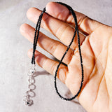 Faceted black tourmaline round 925 necklace