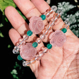 Rose quartz rose clear quartz bracelet