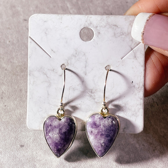 Lepidolite heart 925 dangles