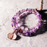 Amethyst charm wrap adjustable bracelet