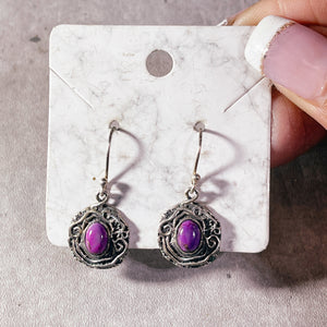 Purple copper turquoise 925 dangles