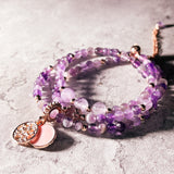 Amethyst charm wrap adjustable bracelet