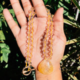 Golden healer clear quartz knot toggle necklace