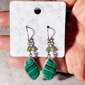 Malachite peridot 925 dangles