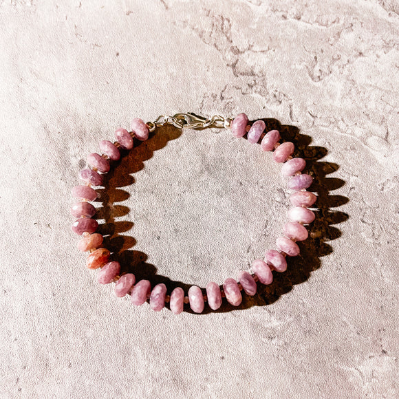 Pink tourmaline moonstone 925 bracelet