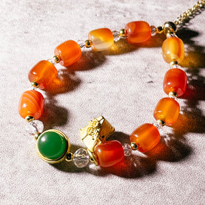 Carnelian jade rice dumpling adjustable bracelet