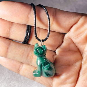 Malachite cat necklace