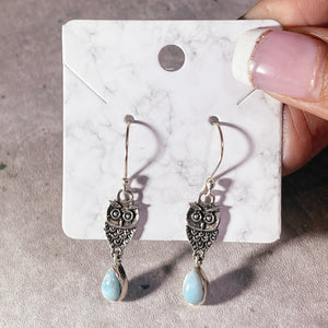 Larimar owl 925 dangles