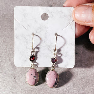 Rhodonite garnet 925 dangles