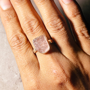 Rough morganite 925 sz8.5 ring